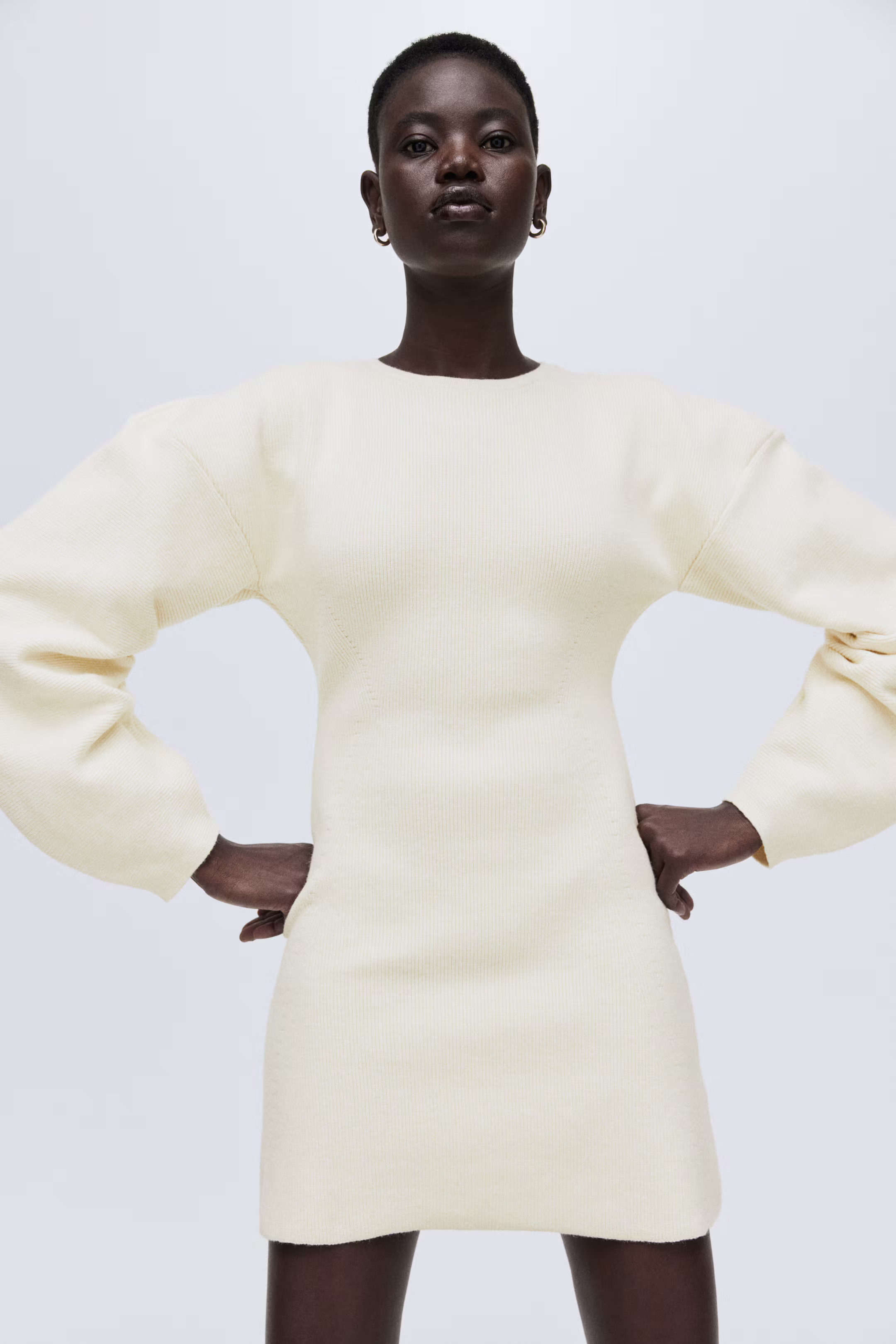 Viscose-Blend Rib-Knit Dress - Cream - Ladies | H&M US | H&M (US + CA)