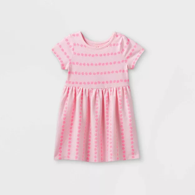 Toddler Girls' Printed Knit Short Sleeve Dress - Cat & Jack™ | Target