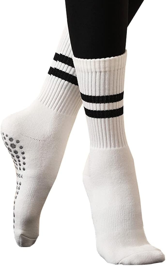 FASECKS Antiskid Yoga Socks ,Grip Non Slip Long Socks for Pilates, Barre, Martial, Arts Fitness, ... | Amazon (UK)