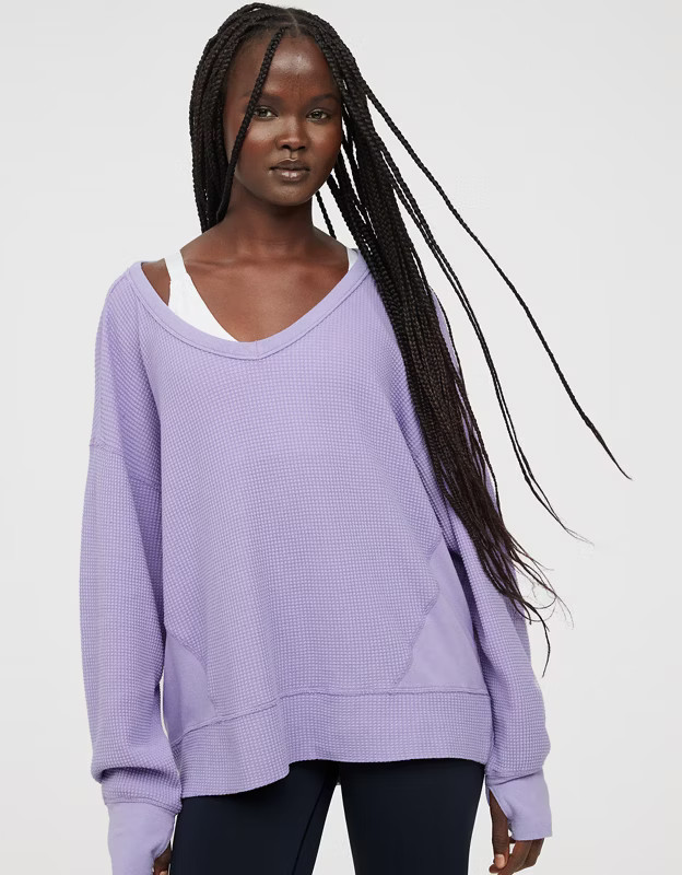 OFFLINE By Aerie Wow! Waffle Oversized T-Shirt | Aerie