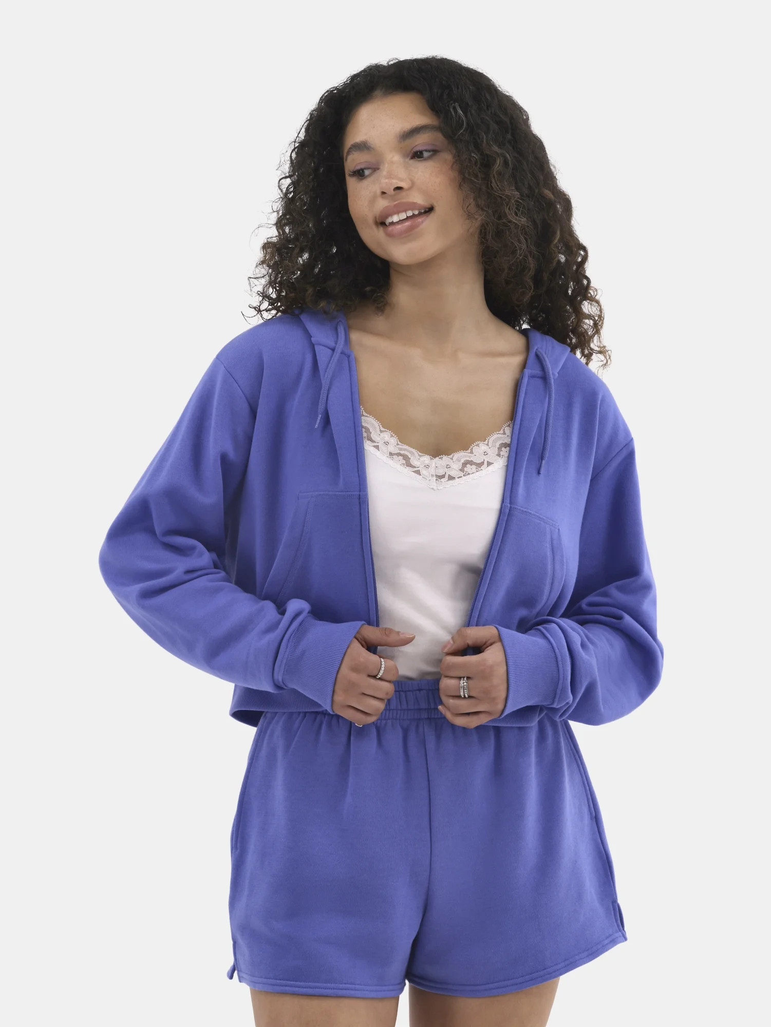 No Boundaries Cropped Zip Up Hoodie, Women's | Walmart (US)