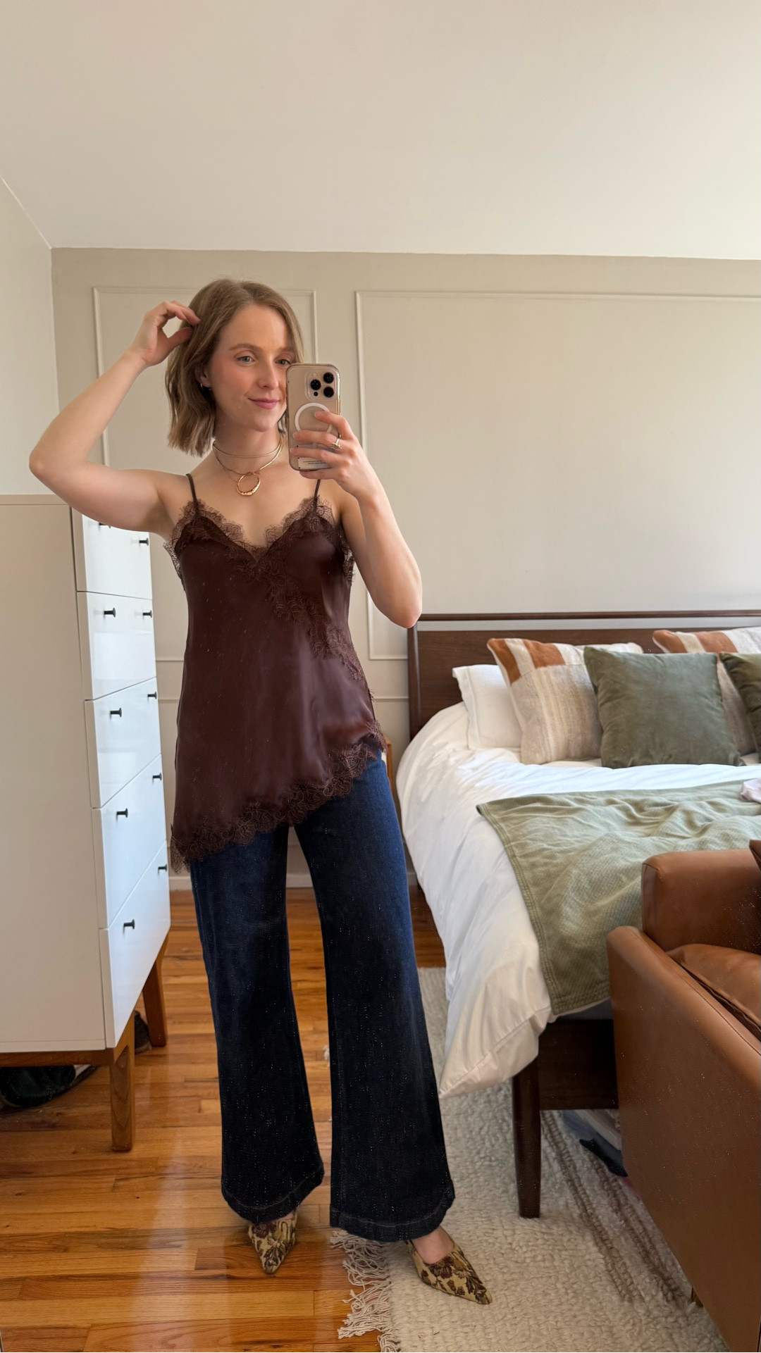 $23 asymmetrical lace tank from
Loft free shipping wearing xs petite 
Dark wide leg stride jeans 25 short gap
Sam Edelman heel my most comfortable heels!


#LTKPetite #LTKSaleAlert #LTKootd