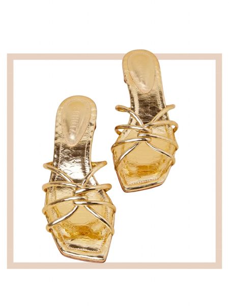 Gold metallic kitten heel mule sandals 

#LTKfindsunder100 #LTKstyletip #LTKshoecrush