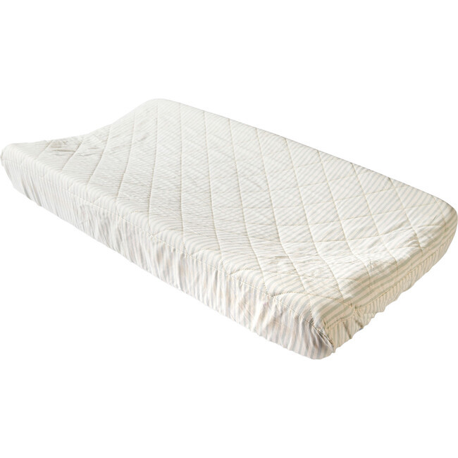 Stripes Away Changing Pad Cover, Sea | Maisonette