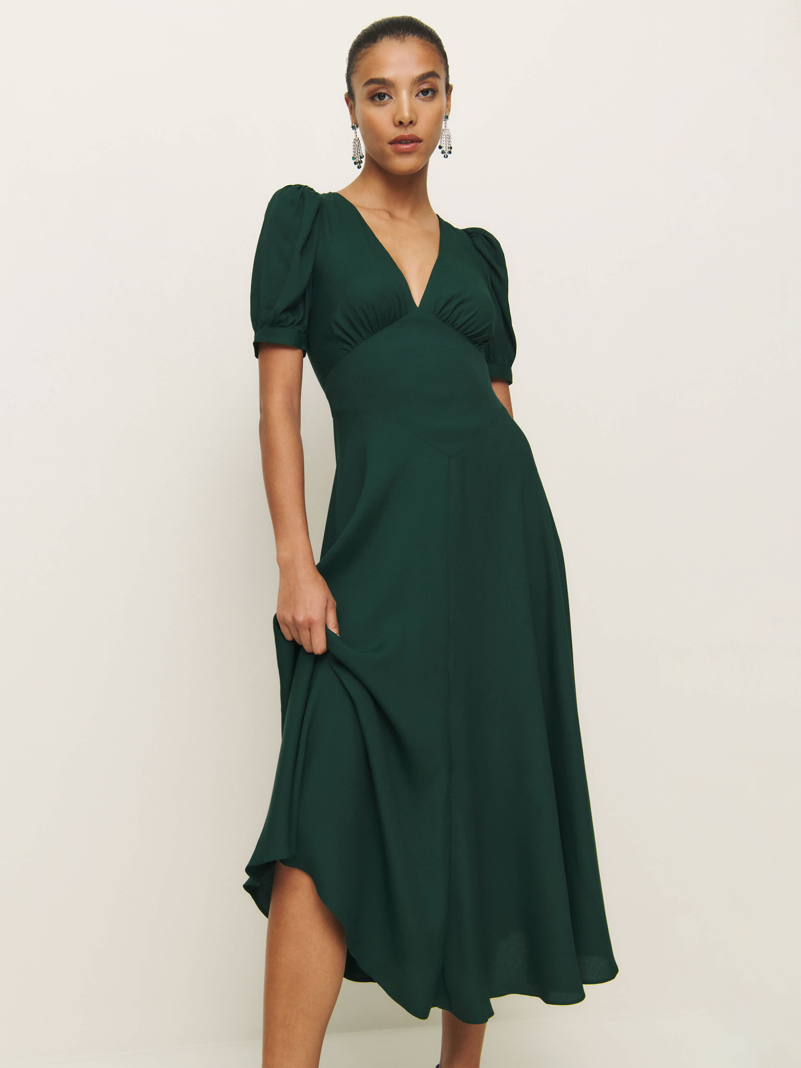 Reformation Naira Dress Green 4 | Reformation (Global)