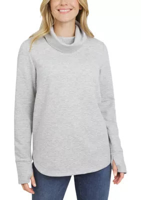 LANDS' END Women's Funnel Neck Tunic, Grey, Small | Belk