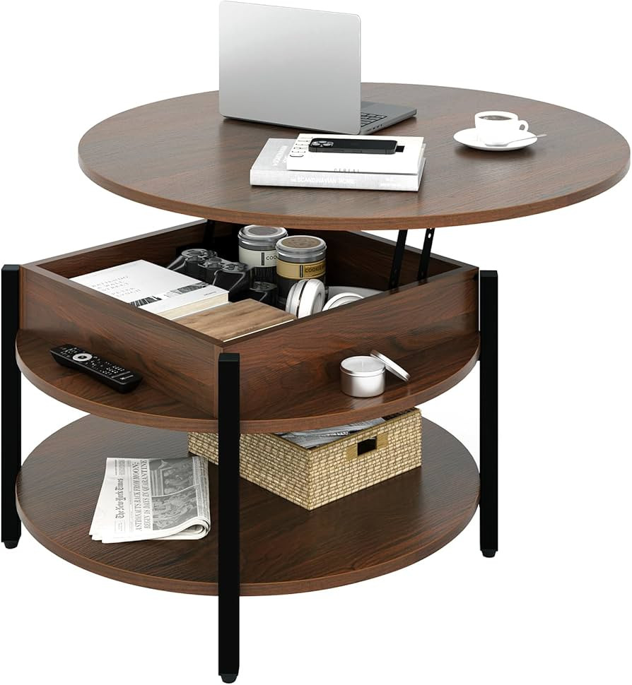 FABATO Round Lift Top Coffee Table for Living Room, 35.43'' Round Coffee Table with Storage and H... | Amazon (US)