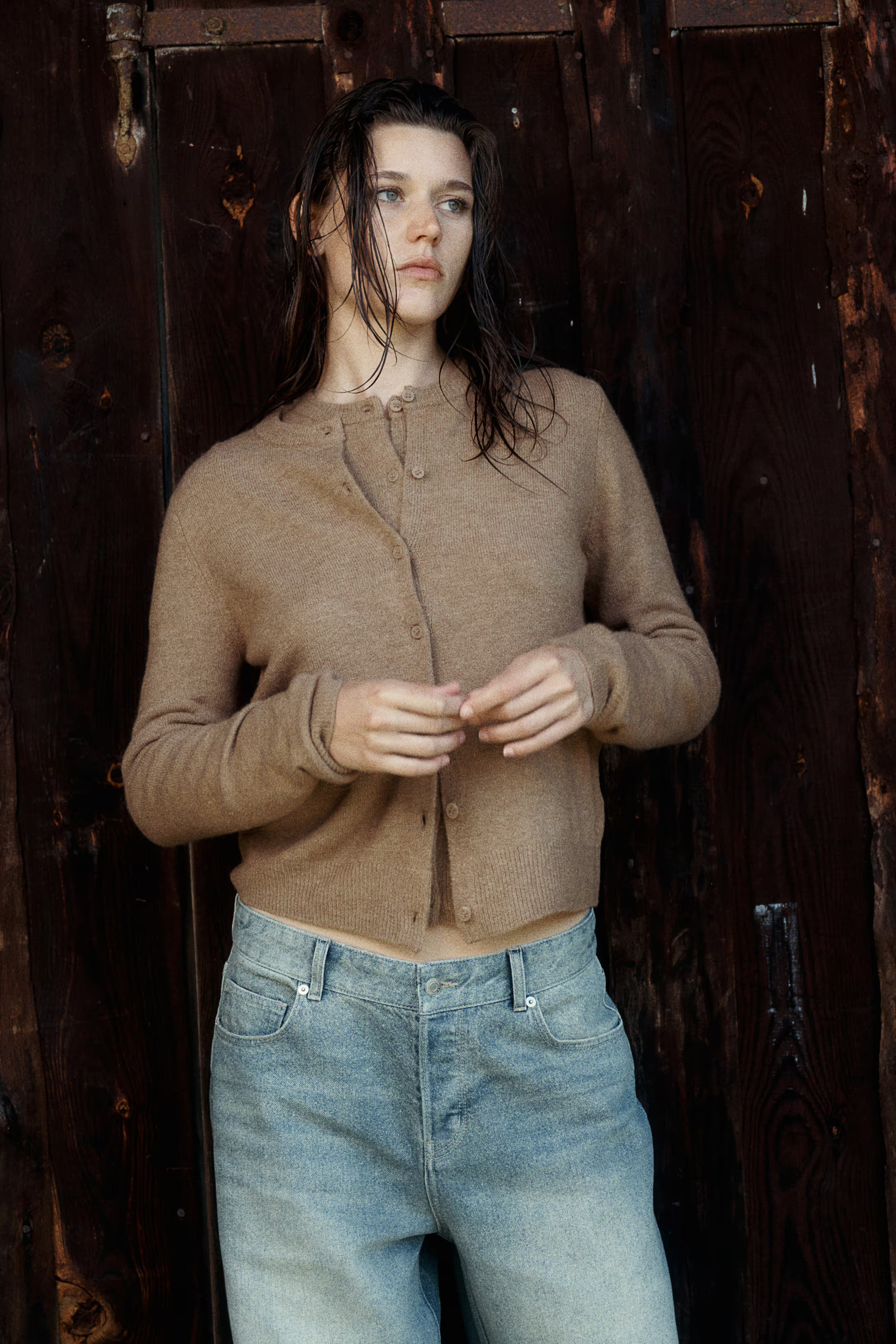 Knitted cardigan - Dark beige marl - Ladies | H&M GB | H&M (UK, MY, IN, SG, PH, TW, HK)