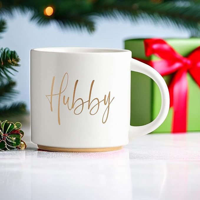 COLLECTIVE HOME - Couples Coffee Mug, Golden Hubby/Wifey Ceramic Coffee Mug, 15 Oz Coffee Cup, Hu... | Amazon (US)
