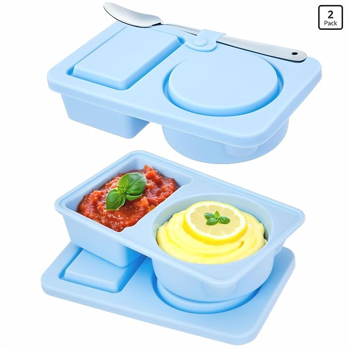 Reusable Silicone Snack Containers with Lids, Small Double Compartment Sauce Containers for Snack... | Amazon (US)