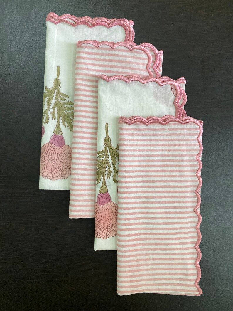Peach Punch Pink Olive Green Cotton Napkins Cloth Napkins | Etsy | Etsy (US)