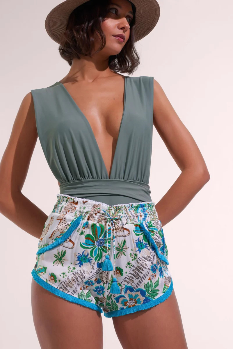 Boxer Lulu - Blue Leo Foulard | Poupette St Barth