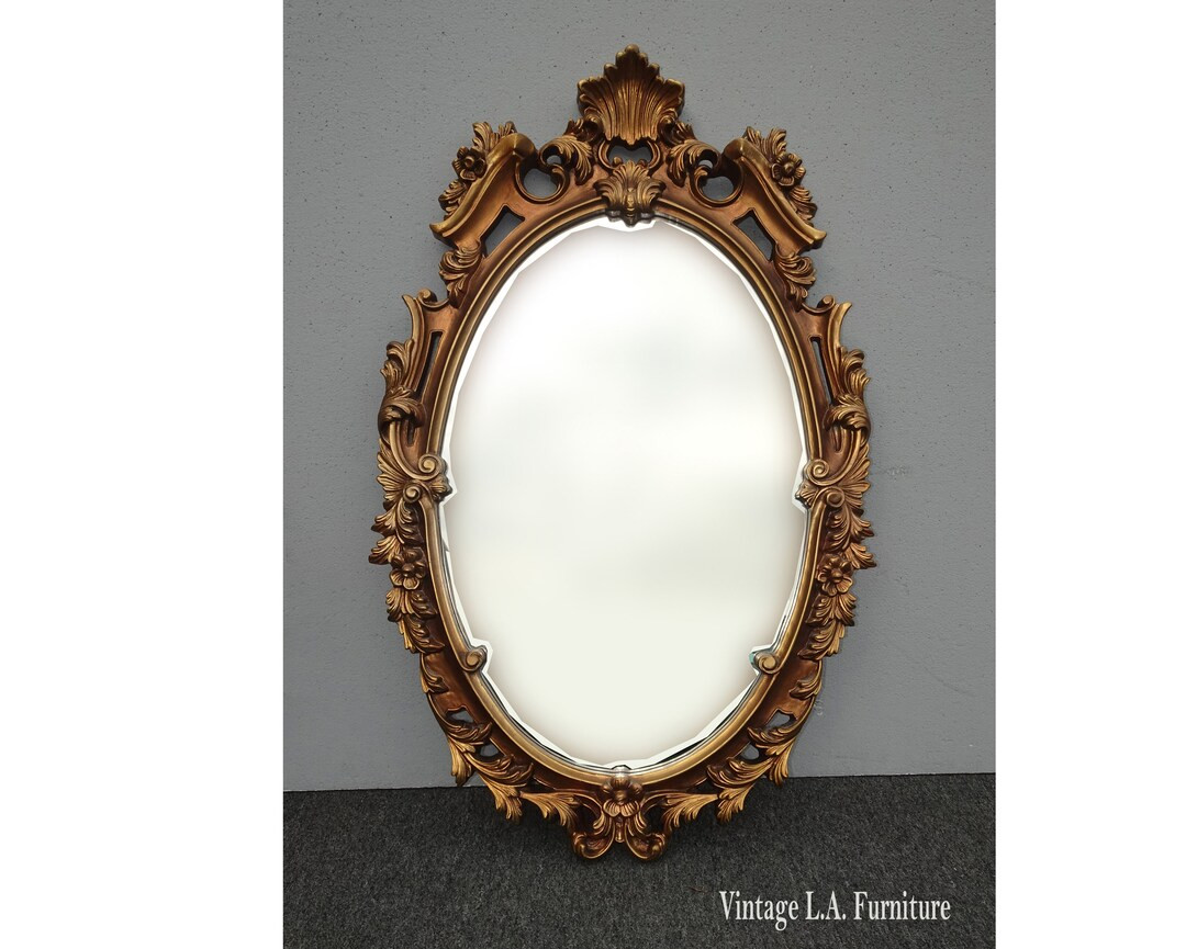 32"Tall Vintage French Provincial Ornate Gold Syroco Style Wall Mantle Mirror | Etsy (US)