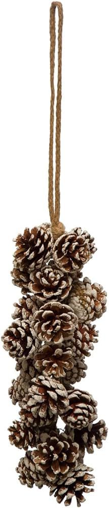 Creative Co-Op Natural Pinecone Cluster with Jute Hanger, Snow Finish | Amazon (US)