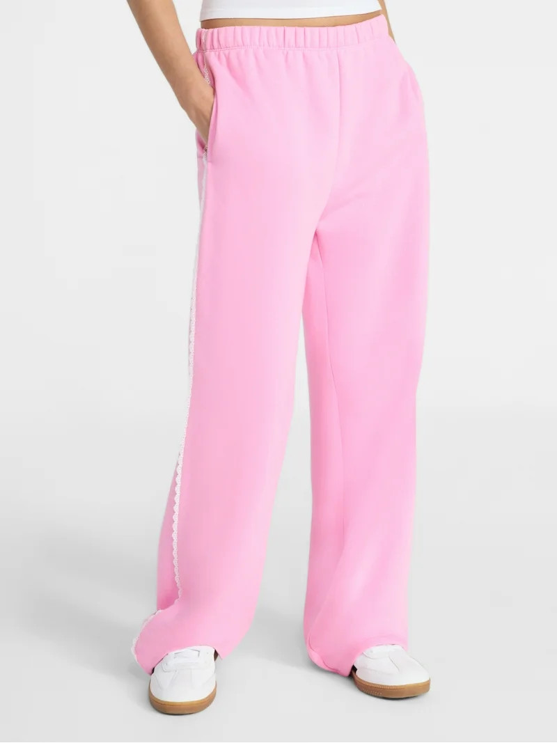 No Boundaries Lace Trim Fleece Pants, 30.5'' Inseam, Women’s XXS-XXL | Walmart (US)