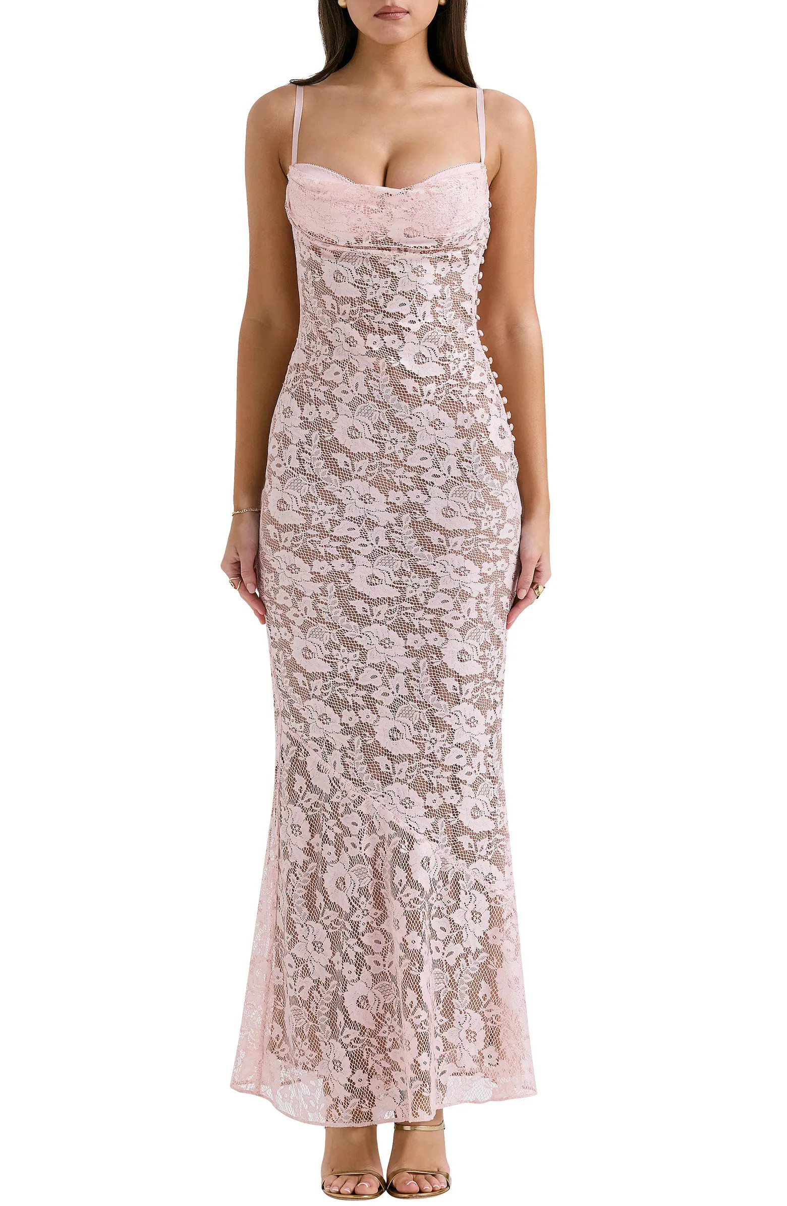 Azzurra Metallic Lace Body-Con Gown | Nordstrom