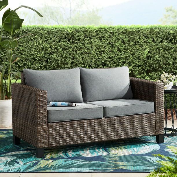 Better Homes & Gardens Brookbury Outdoor Porch Loveseat- Gray - Walmart.com | Walmart (US)