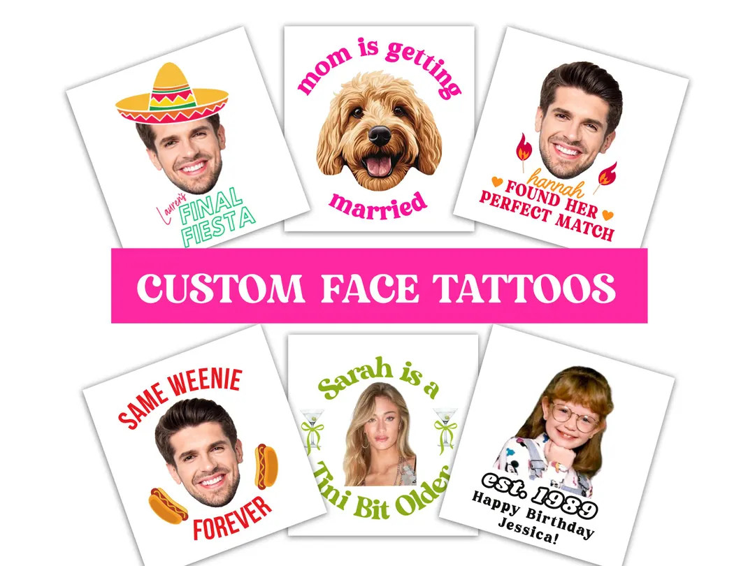 Custom Face Temporary Groom Tattoo Bachelorette Party Tini Bit Margs Matrimony Cowboy Mom Getting... | Etsy (US)