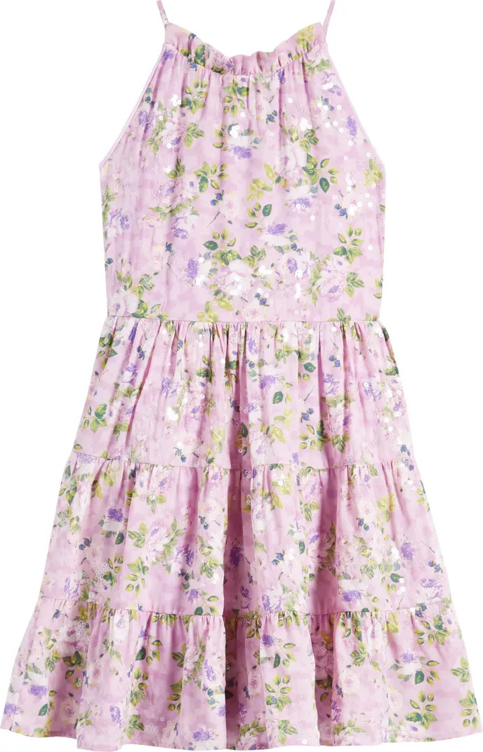Ava & Yelly Kids' Floral Sequin Tiered Dress | Nordstrom | Nordstrom