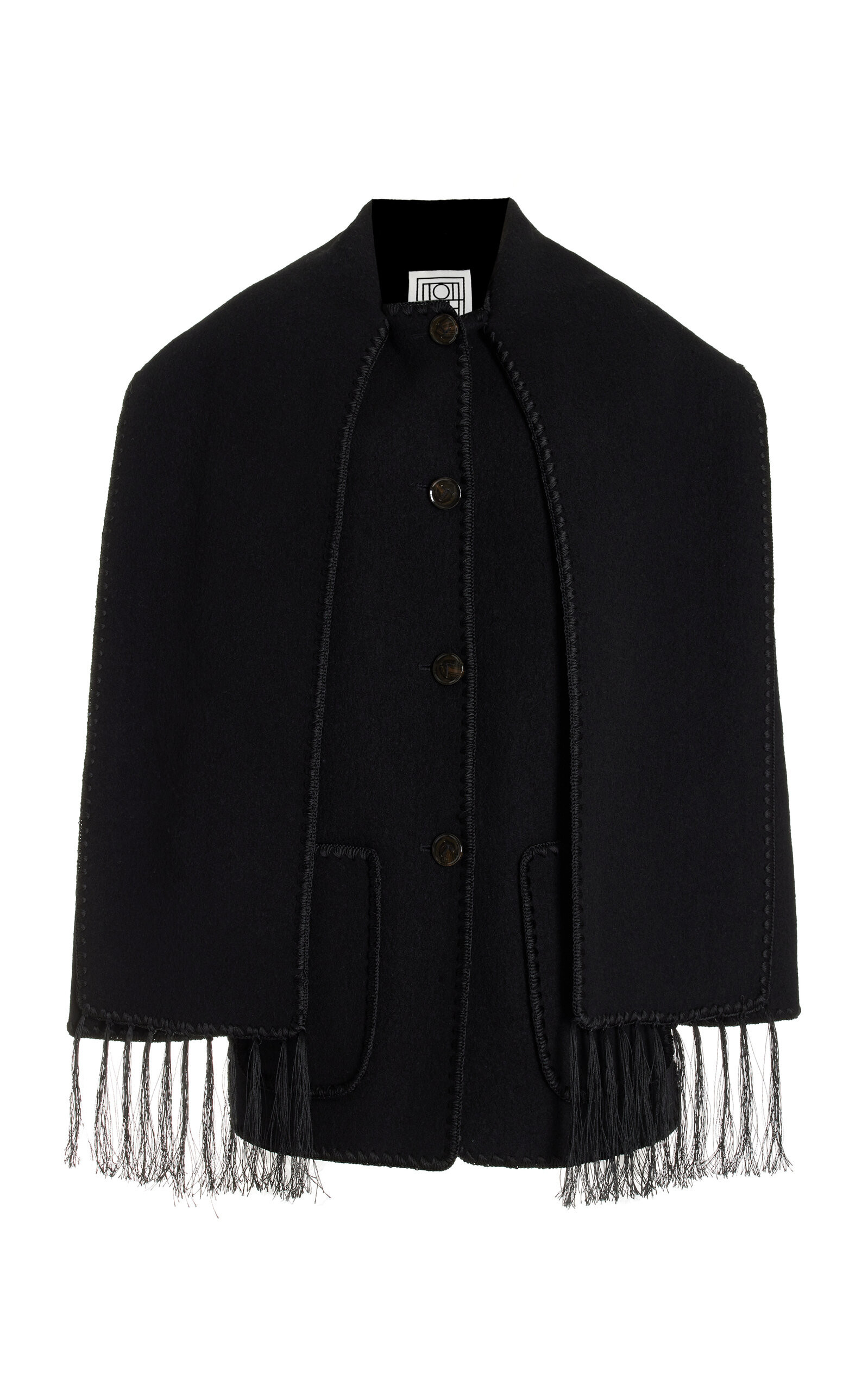 Toteme - Embriodered Wool-Blend Scarf Jacket - Black - FR 32 - Moda Operandi | Moda Operandi (Global)
