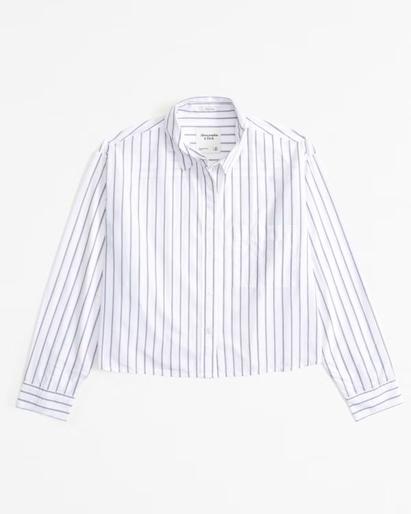 Women's Oversized Cropped Poplin Shirt | Women's New Arrivals | Abercrombie.com | Abercrombie & Fitch (US)