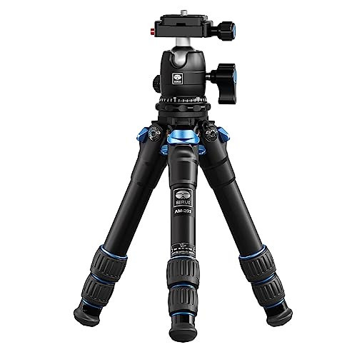 SIRUI AM203 Mini Travel Tripod with 360° B00K Ball Head, Aluminum Tabletop Tripod for Camera, Max Load 33lbs/15KG, Folded Height 11.4”, Max Height 16.7” | Amazon (US)