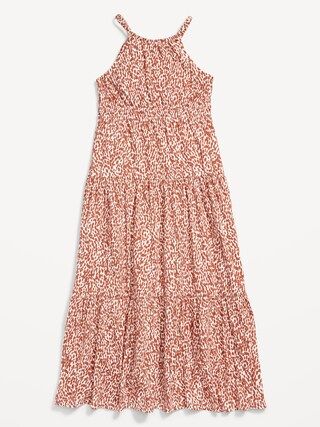 Printed Sleeveless Waist-Defined Tiered Smocked Maxi Dress for Girls | Old Navy (US)