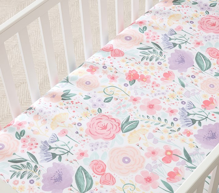 Flora Organic Crib Fitted Sheet | Pottery Barn Kids