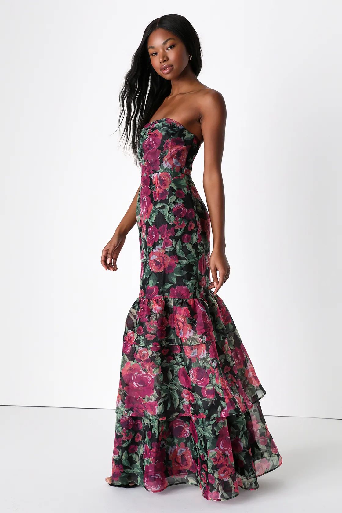 Fleur of Dreams Green and Pink Floral Print Organza Maxi Dress | Lulus (US)
