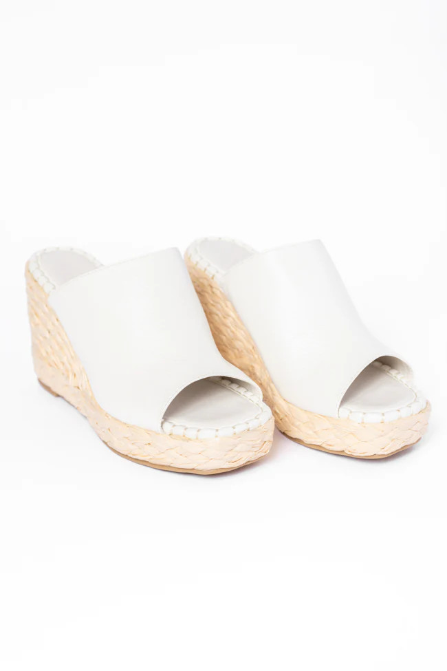 Amara White Wedges | Pink Lily