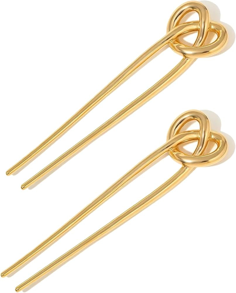 2 PCS French Hair Pin for Women Elegant Hair Fork for Updos, Chignon, Bun & Twist Hairstyles Fash... | Amazon (US)
