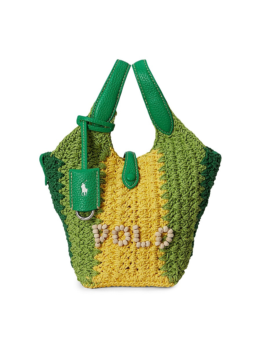 Women's Crocheted Logo Mini Tote Bag - Green Multi Polo | Saks Fifth Avenue