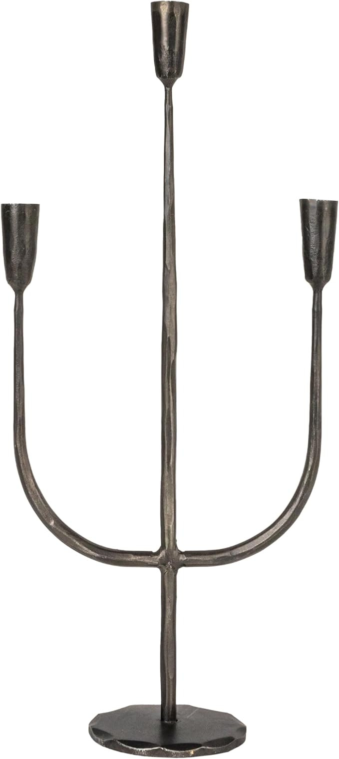 Creative Co-Op Tall Artisanal Metal Candelabra, Black | Amazon (US)