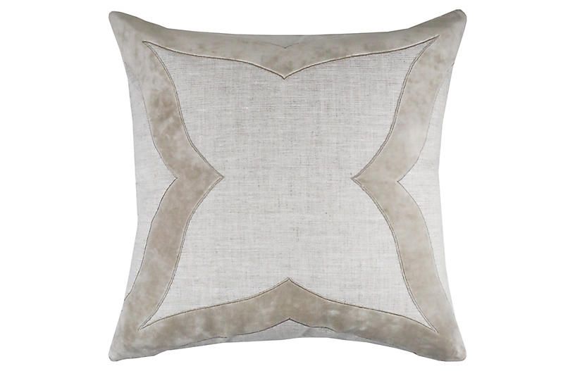 Elle 22x22 Pillow, Oatmeal Velvet | One Kings Lane