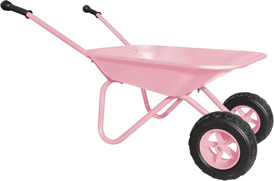 3T GROUP Girl Pink Wheelbarrow,Children Toddler Metal Wheelbarrow for Kids Gardening Tool Set Out... | Amazon (US)