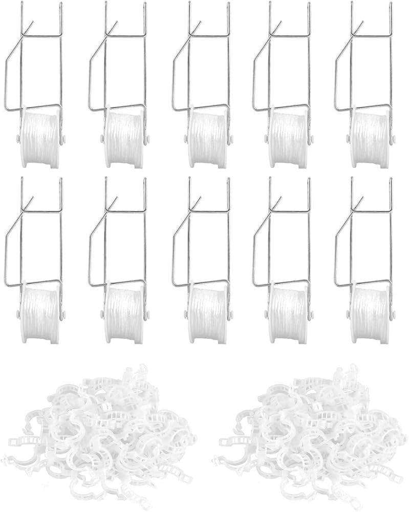 Greenhouse Trellising Kit 10PCS Plant Roller Hooks with 100PCS Tomato Support Clips for Tomato,Pl... | Amazon (US)