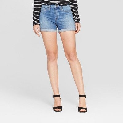 Women's High-Rise Double Cuff Hem Midi Jean Shorts - Universal Thread™ Medium Wash | Target