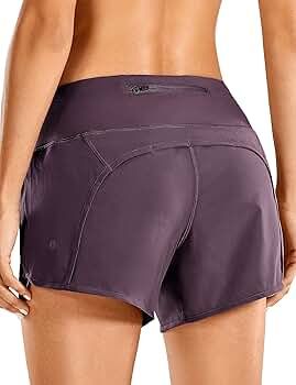 CRZ YOGA Women's Quick-Dry Athletic Sports Running Workout Shorts with Zip Pocket - 4 Inches | Amazon (US)