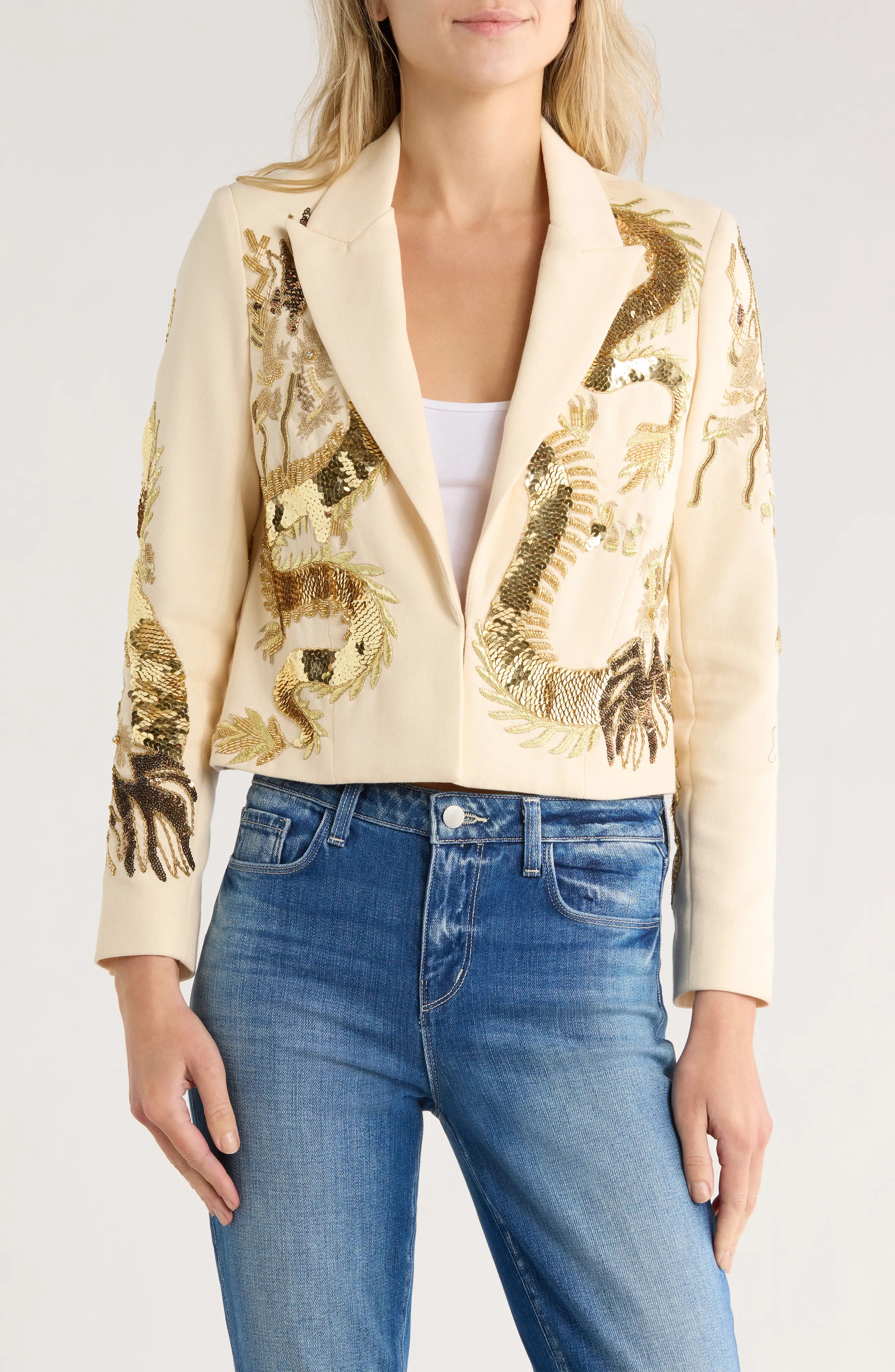 L'AGENCE Noely Beaded Dragon Cropped Blazer (Women) | Nordstromrack | Nordstrom Rack