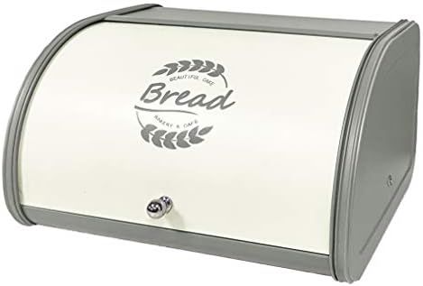 X458 Metal Gray Bread Box/Bin/kitchen Storage Containers with Roll Top Lid (Gray) | Amazon (US)