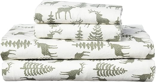 Brielle Home Flannel Sheet Set Cotton Soft Warm & Cozy Modern Chic with Elastic Deep Pockets, Que... | Amazon (US)