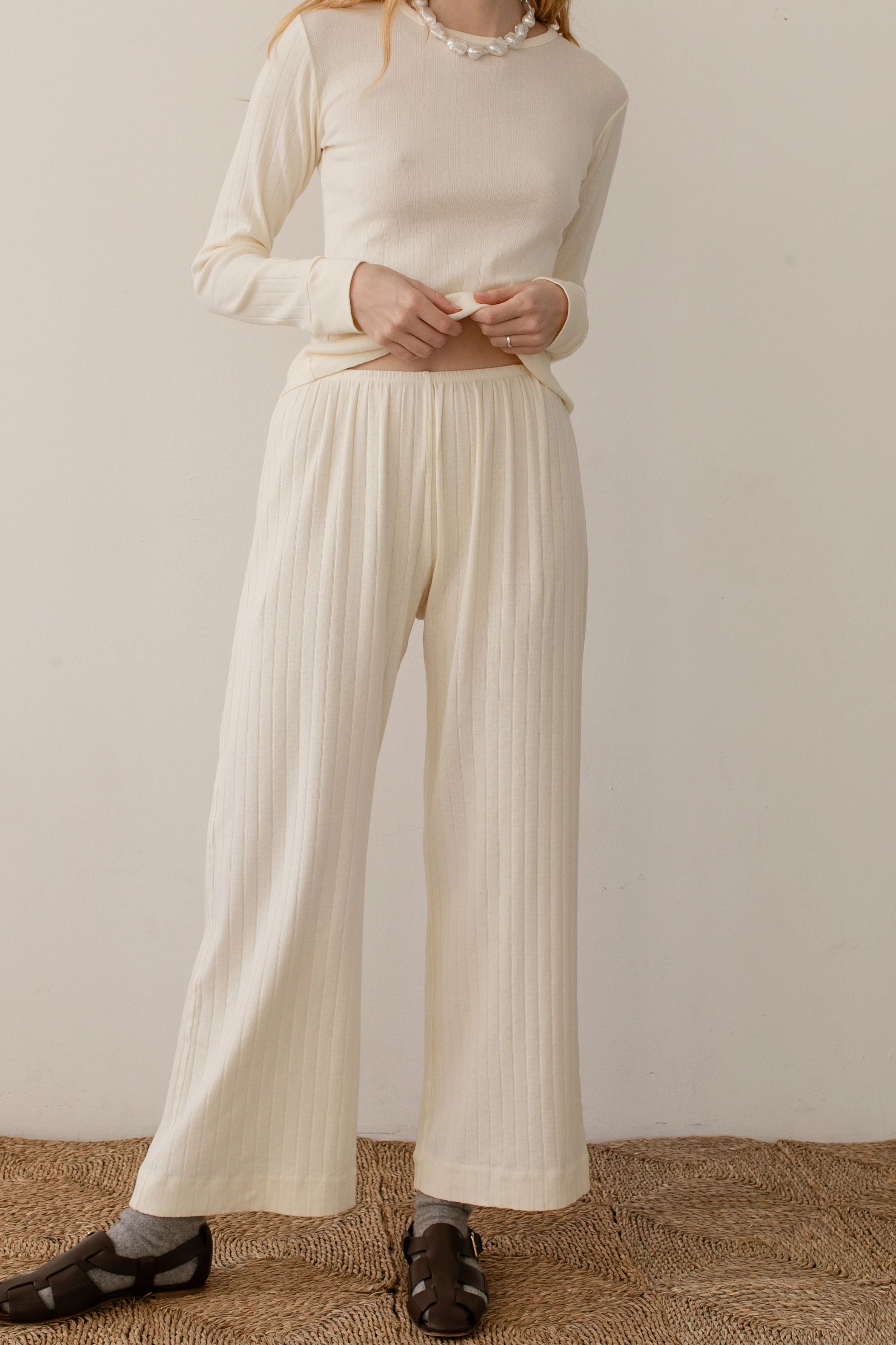 The Pointelle Simple Crop Pant | DONNI.