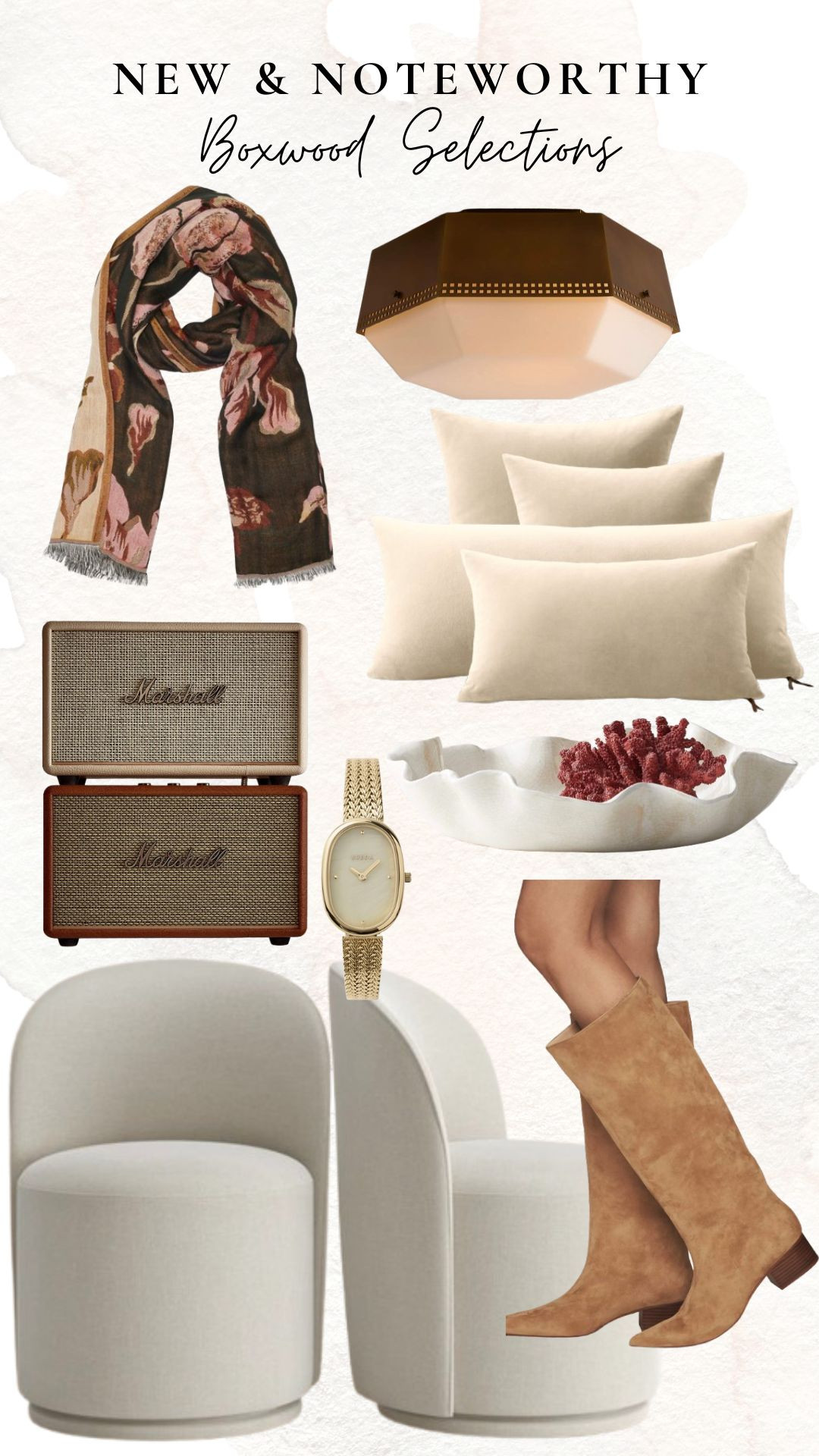 New & Noteworthy: Boxwood Home and Lifestyle Selections 

accent chair, dining chair, throw pillow, boots, scarf, marshall speaker, centerpiece, breda watch, flushmount light

 

 #LTKHome
