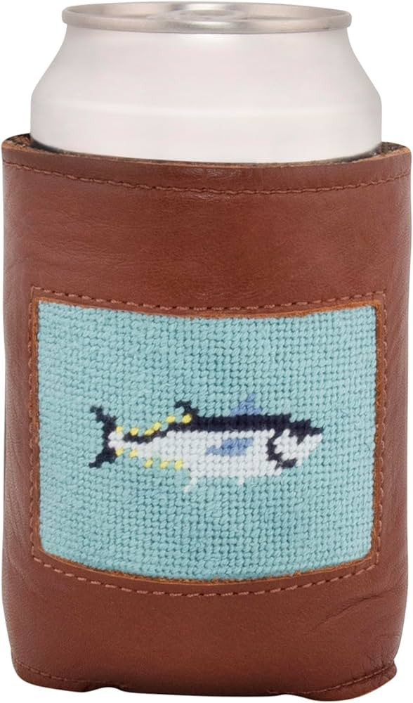 Needlepoint and Full Grain Leather Can Coolers (Bluefin Tuna) | Amazon (US)