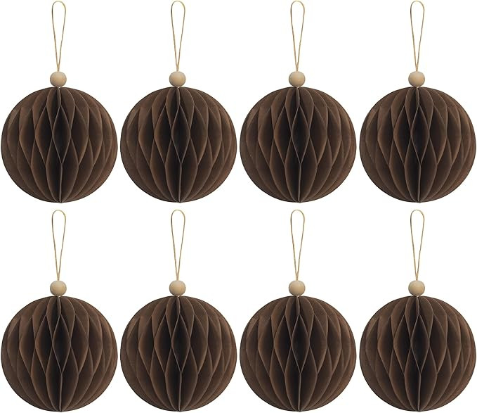 KI Store 8pcs Brown Paper Christmas Balls with Magnetic Closing 3.15-Inch Paper Christmas Tree De... | Amazon (US)