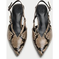 M&S Snake Print Kitten Heel Slingback Shoes - 5 - Cream Mix, Cream Mix | Marks & Spencer IE