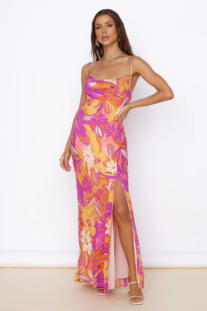 Tropical Sunrise Maxi Dress Multi | Fortunate One