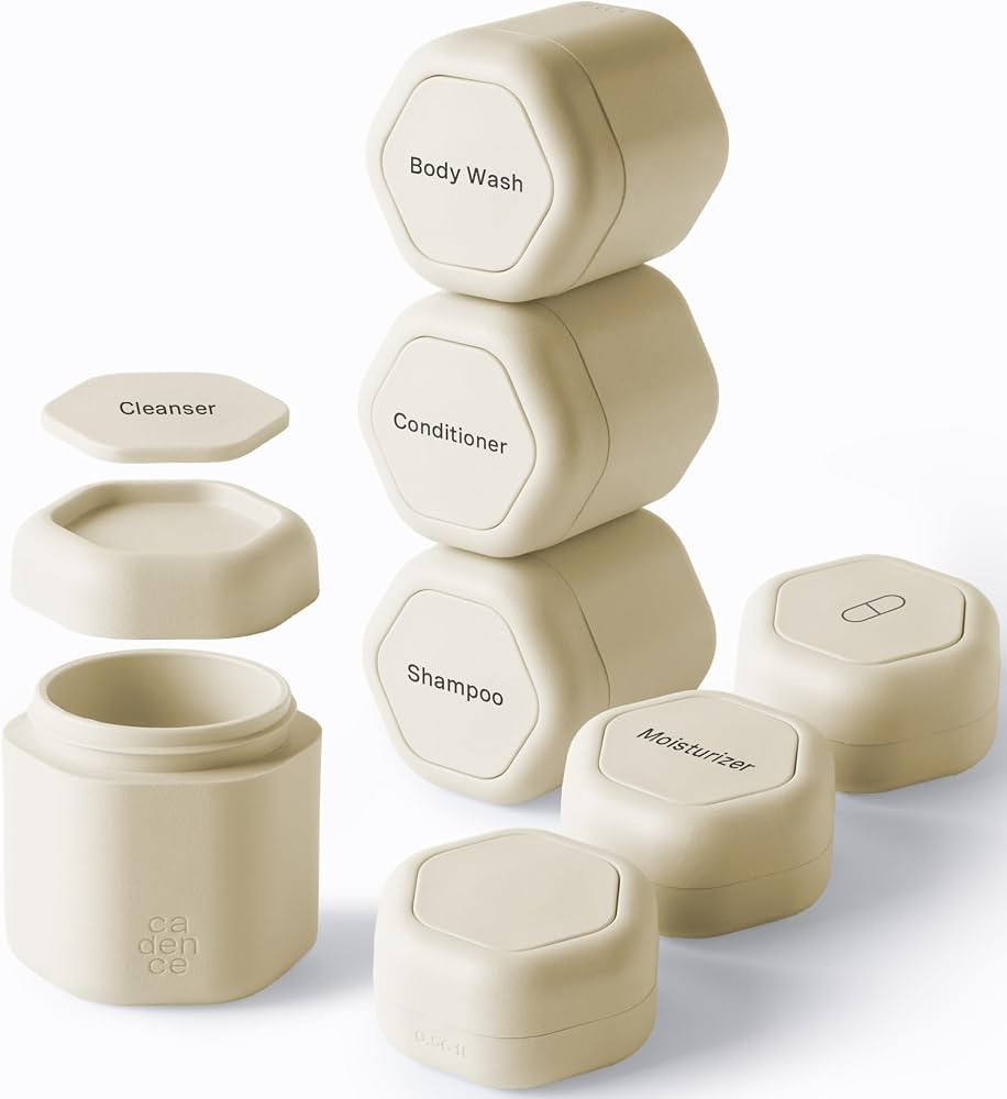 Cadence Travel Containers - Daily Routine Capsule Set - Magnetic Containers with Lids,4 Flex Medi... | Amazon (US)