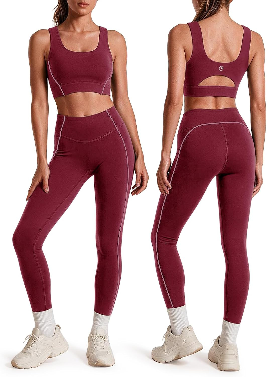 Womens Workout Sets 2 Piece Outfits High Waisted Yoga Leggings Set | Amazon (US)