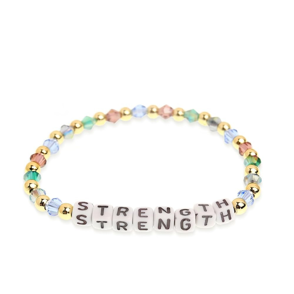 Inspired Gold Beaded Stretch Bracelets for Women Cute Lover Letter Crystal Green Beads Bracelet | Amazon (US)